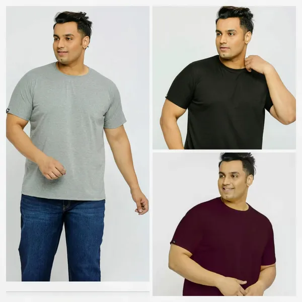 Pack_of_3_Plus_Size_Plain_Grey,_Black_and_Wine_Round_Neck_T-Shirt_(2101)