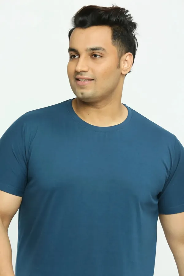 Pack_of_3_Plus_Size_Plain_Rose_Gold,_Sky_and_Peacock_Round_Neck_T-Shirt_(2101)