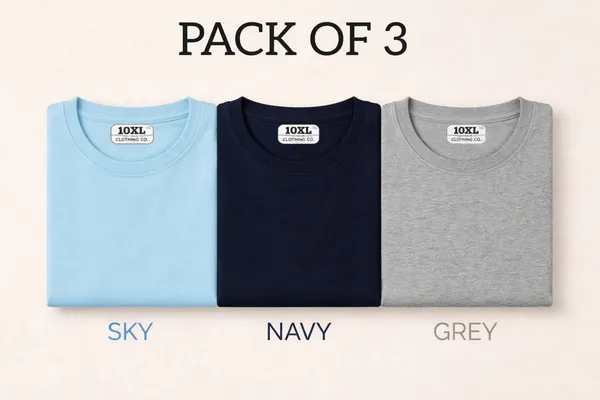 Pack_of_3_Plus_Size_Plain_Sky,_Navy_and_Grey_Round_Neck_T-Shirt_(2101)