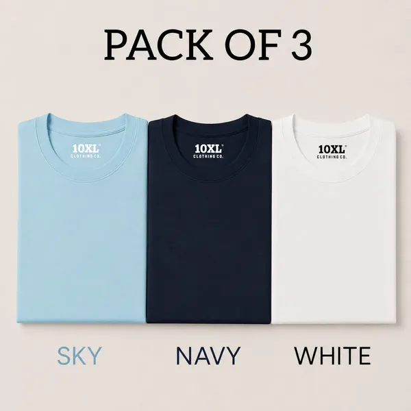 Pack_of_3_Plus_Size_Plain_Sky,_Navy_and_White_Round_Neck_T-Shirt_(2101)