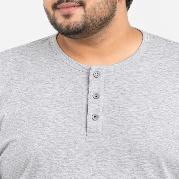 Plus_Size_Plain_Melange_Grey_Henley_T-Shirt_(2201)