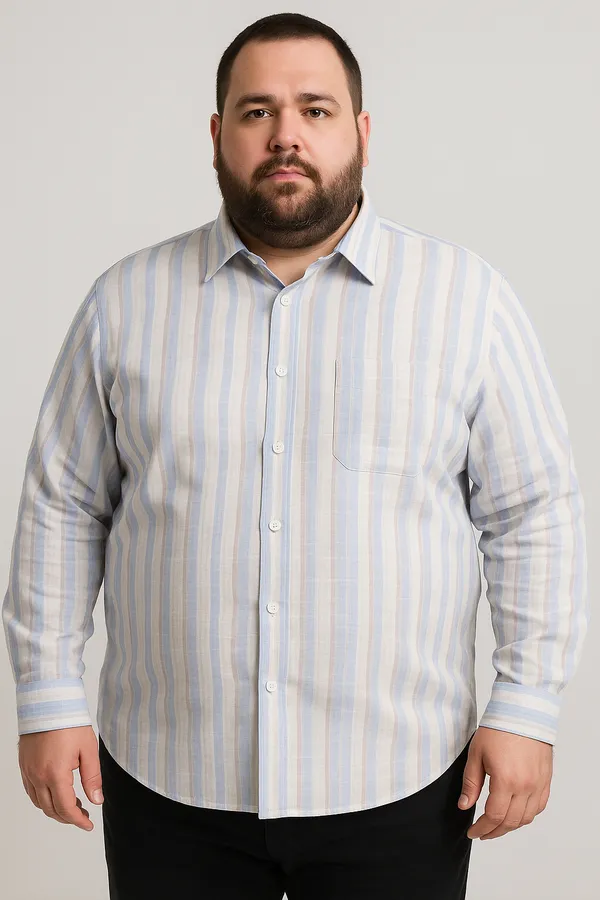 Plus_Size_Lining_Casual_Blue_Shirt_(1405)