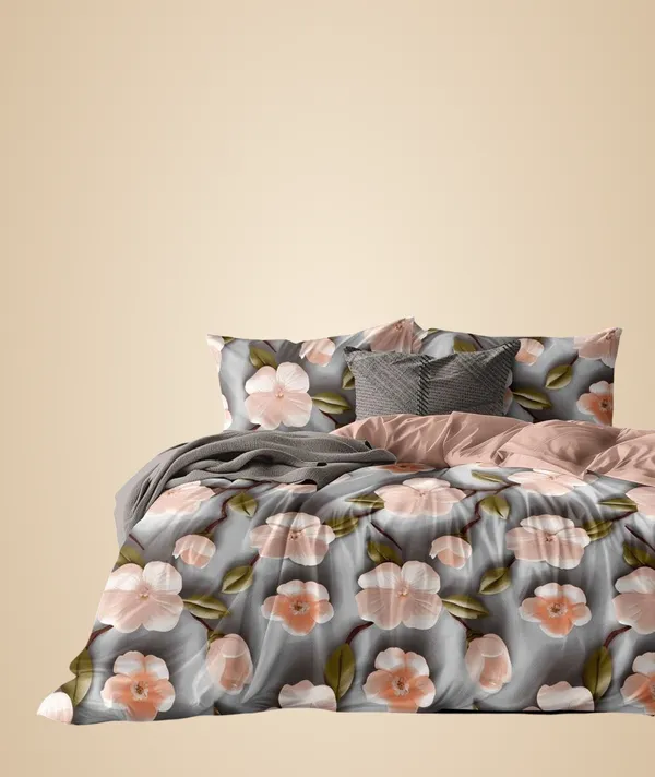 Brown_Floral_7D_Digital_Print_Bedsheet_For_Double_Bed_With_2_Pillow_Covers_(Super_King)_108_X_108_In