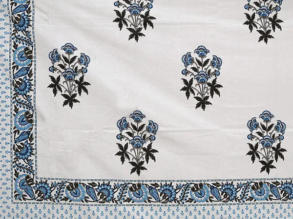 Blue_Pure_Cotton_King_Size_Bedsheet_Set_108_*_108_Inches