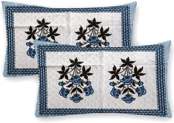 Blue_Pure_Cotton_King_Size_Bedsheet_Set_108_*_108_Inches