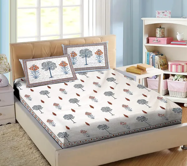 Blue_Pure_Cotton_Bedsheet_And_Pillow_King_Size_Set_108_*_108_Inches
