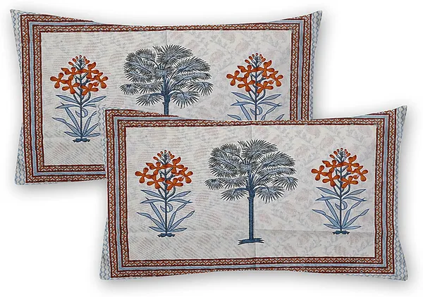 Blue_Pure_Cotton_Bedsheet_And_Pillow_King_Size_Set_108_*_108_Inches