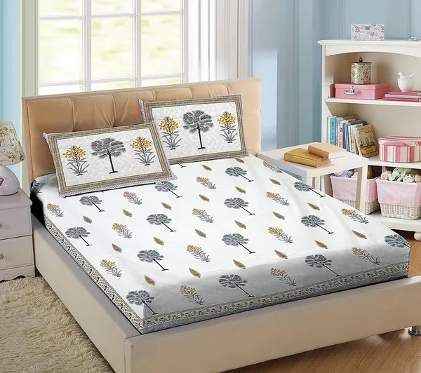 Gray_Pure_Cotton_Bedsheet_And_Pillow_King_Size_Set_108_*_108_Inches