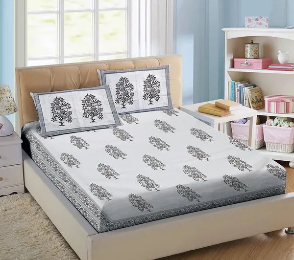 Gray_Pure_Cotton_Bedsheet_And_Pillow_King_Size_Set_108_*_108_Inches