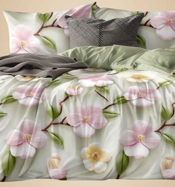 Green_Floral_7D_Digital_Print_Bedsheet_For_Double_Bed_With_2_Pillow_Covers_(Queen)_90_X_100_In