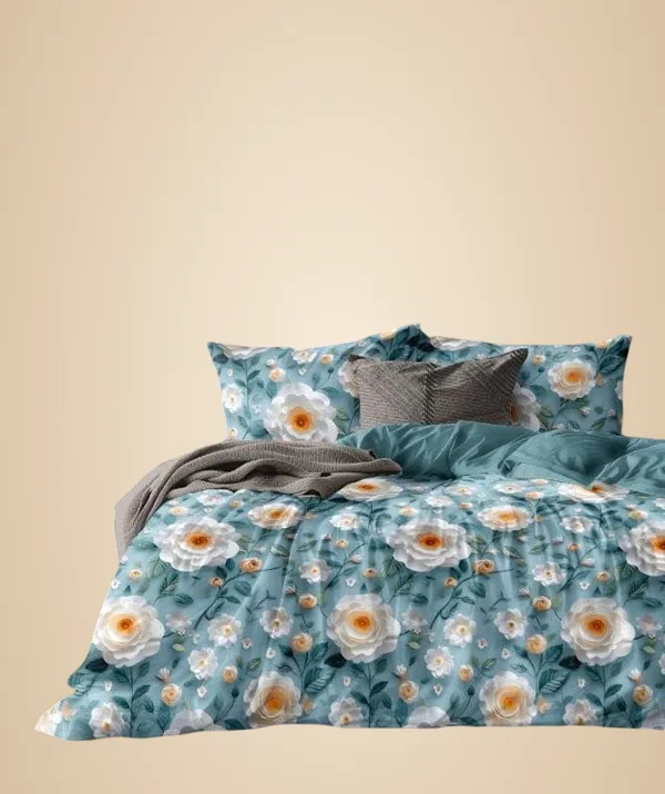 Blue_Floral_7D_Digital_Print_Bedsheet_For_Double_Bed_With_2_Pillow_Covers_(Queen)_In_90_X_100_In