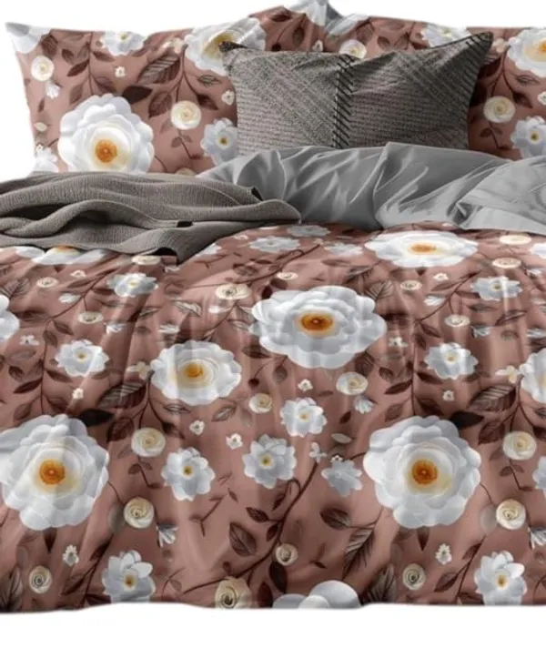 Brown_Floral_7D_Digital_Print_Bedsheet_For_Double_Bed_With_2_Pillow_Covers_(Queen)_90_X_100_In