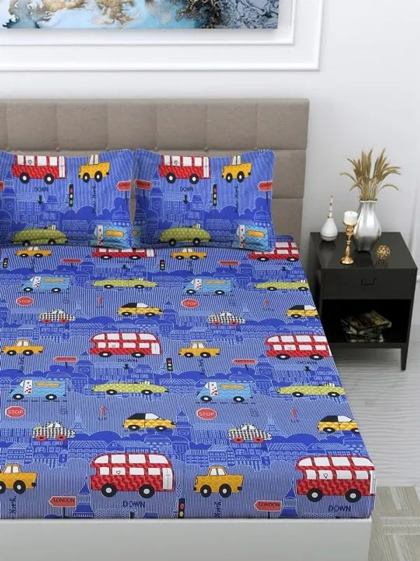 Blue_Kids_Double_Bedsheet_Set_With_Pillow_Covers,_Blue_City_Transport_Pattern,_Vehicle_Print_90_X_100_In