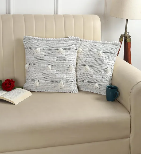 Grey_Boho_Decorative_Cushion_Covers,_Floral_Tufted_Design_With_Tassels