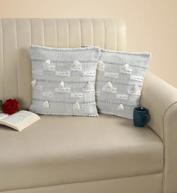 Grey_Boho_Decorative_Cushion_Covers,_Floral_Tufted_Design_With_Tassels