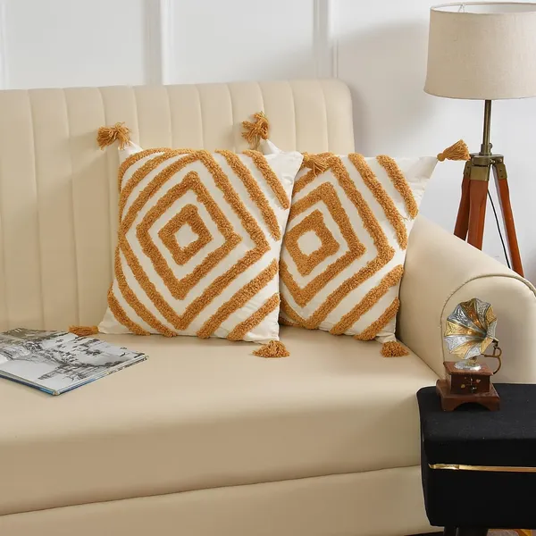 White_Yellow_Boho_Decorative_Cushion_Covers,_Floral_Tufted_Design_With_Tassels