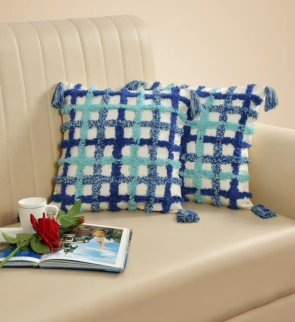 Blue_Boho_Decorative_Cushion_Covers,_Floral_Tufted_Design_With_Tassels