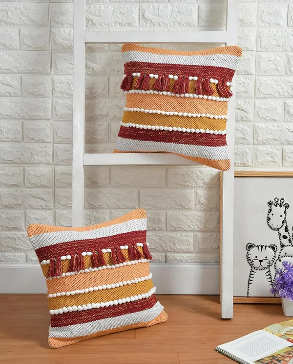 Mustard_White_Red_Boho_Decorative_Cushion_Covers,_Floral_Tufted_Design_With_Tassels