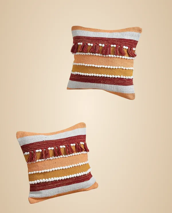 Mustard_White_Red_Boho_Decorative_Cushion_Covers,_Floral_Tufted_Design_With_Tassels