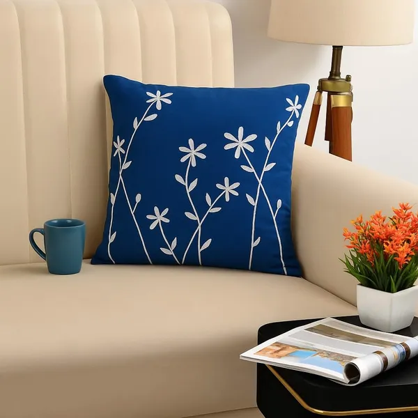 Blue_Decorative_Throw_Cushion_Cover_With_Embroidered_Blue_And_White_Floral_Design,_Square_Cushion_Case_16_X_16_In