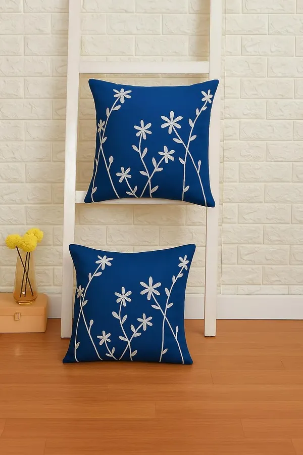 Blue_Decorative_Throw_Cushion_Cover_With_Embroidered_Blue_And_White_Floral_Design,_Square_Cushion_Case_16_X_16_In