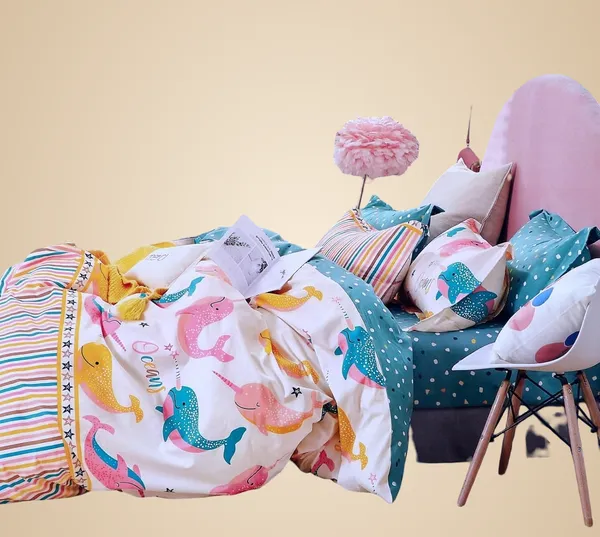 Blue_Cotton_Double_Bedsheet_Set_With_2_Pillow_Covers,_Sweet_Fish_Print,_230_X_254_Cm