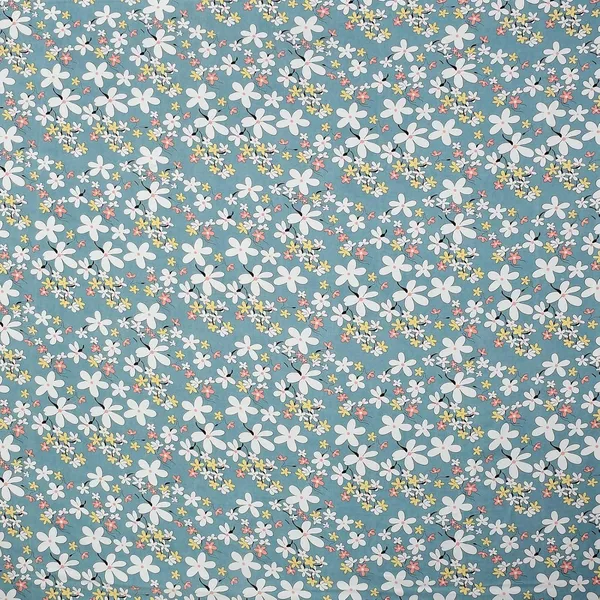 Sea_Green_Floral_Print_Bedding_Set_With_Pink_Pillowcases,_Modern_Bedroom_Collection,_White_Base_With_Multi-Color_Flowers_In_King_Size_(108_X_108_In)
