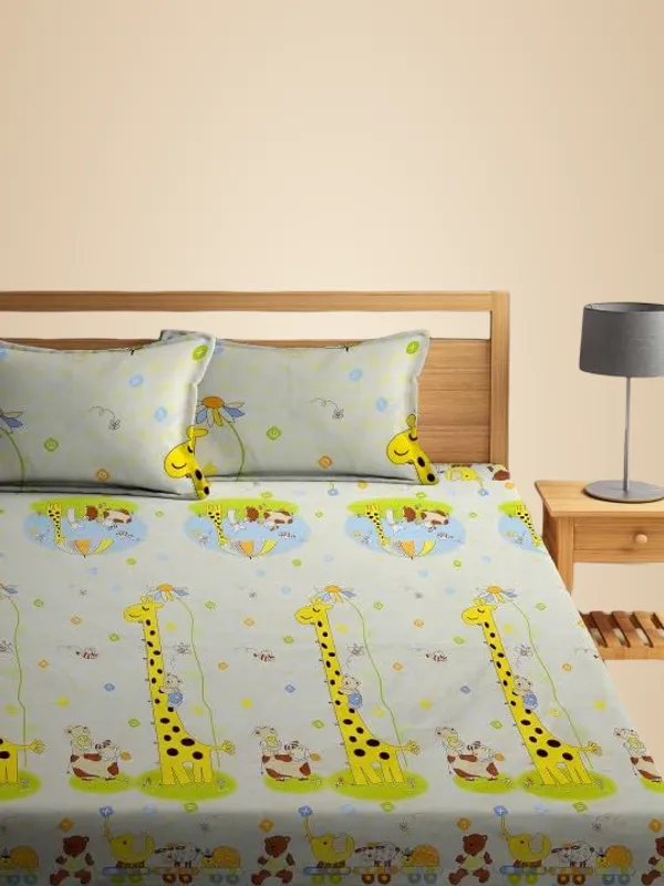 Cream_Kids_Bedsheet_In_Jungle_Print_(Cream)_Flat_Bedsheet_90_X_100_In_With_2_Pillow_Covers