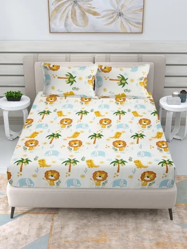 Blue_Cotton_Double_Bedsheet_Set_With_2_Pillow_Covers,_Sweet_Fish_Print,_230_X_254_Cm