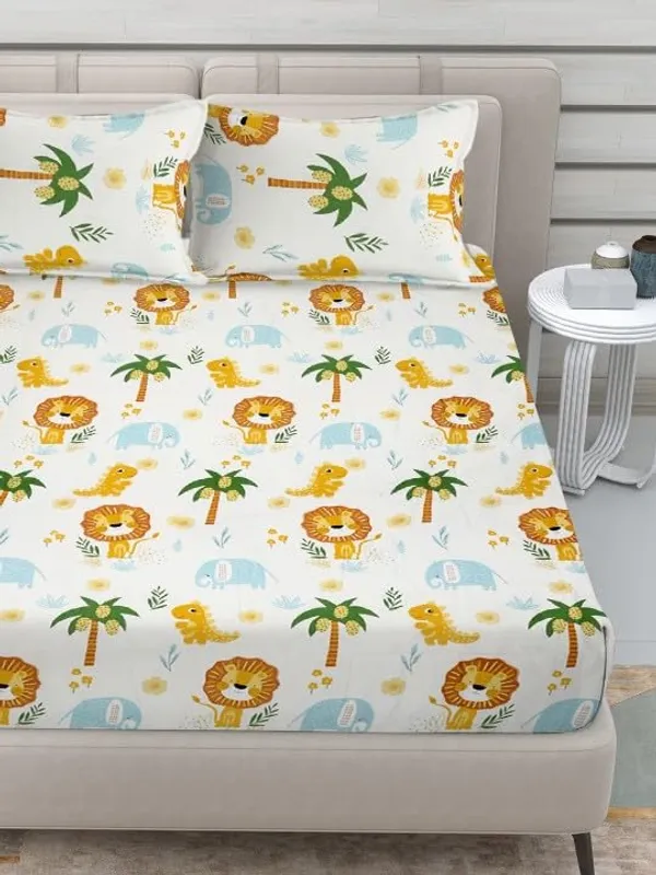 Blue_Cotton_Double_Bedsheet_Set_With_2_Pillow_Covers,_Sweet_Fish_Print,_230_X_254_Cm