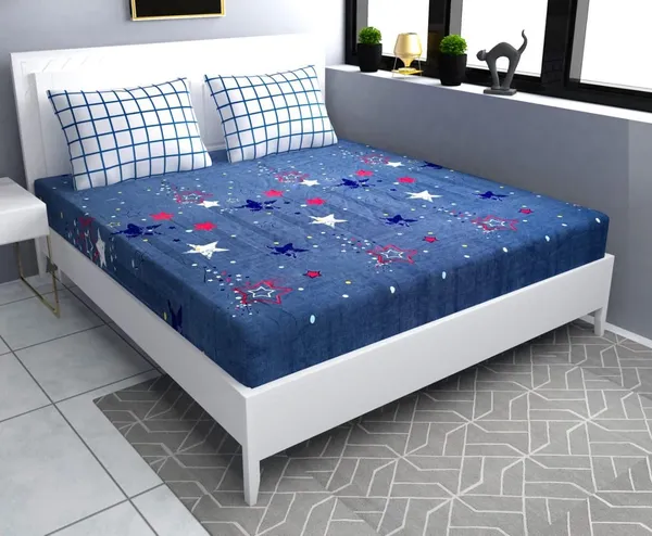 Blue_Cotton_Floral_Double_Bedsheet_Set_With_2_Pillow_Covers,_72_X_78_X_8_In