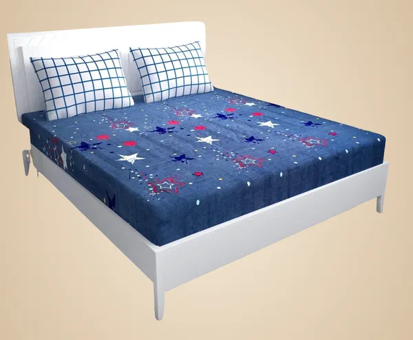 Blue_Cotton_Floral_Double_Bedsheet_Set_With_2_Pillow_Covers,_72_X_78_X_8_In