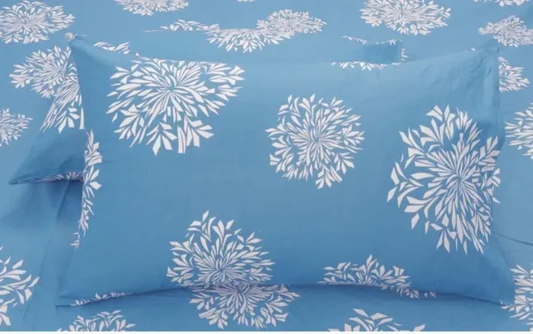 Blue_Floral_Print_Fitted_Bed_Sheet_With_2_Pillow_Covers,_Sky_Blue_And_White,_Double_Size