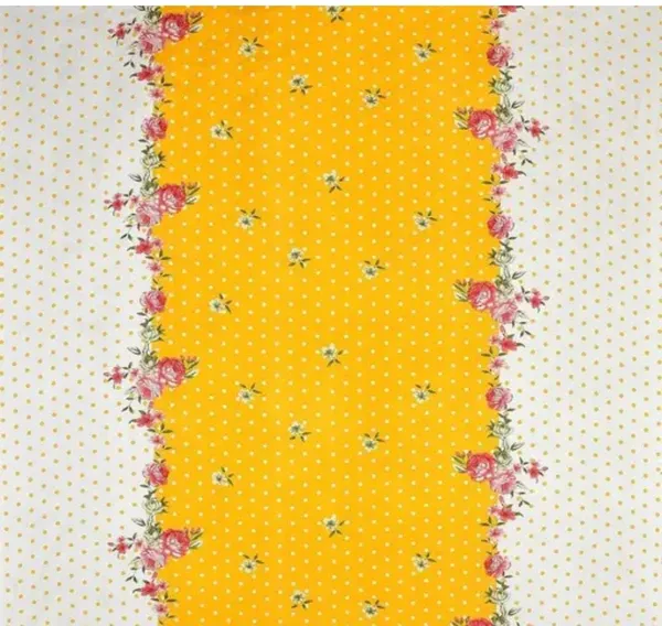 Yellow,_White_Floral_Print_Fitted_Bed_Sheet_With_2_Pillow_Covers,_Sky_Blue_And_White,_Double_Size