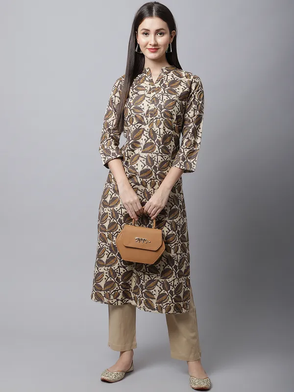 Seal_Brown_Cotton_Printed_Straight_Kurta