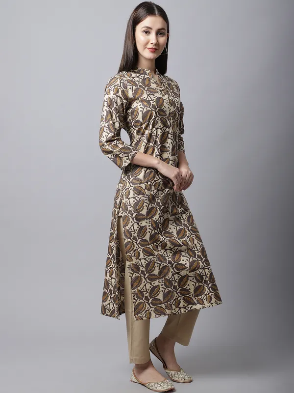 Seal_Brown_Cotton_Printed_Straight_Kurta