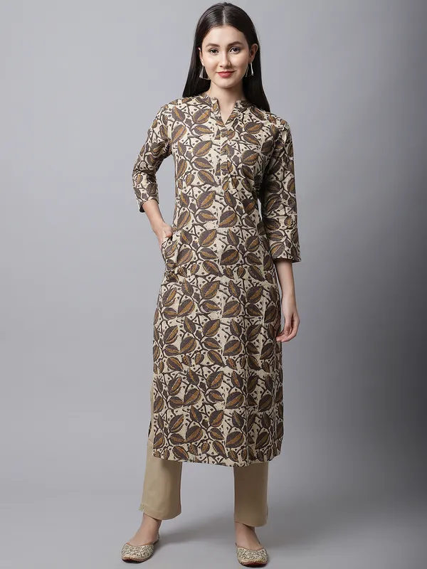 Seal_Brown_Cotton_Printed_Straight_Kurta