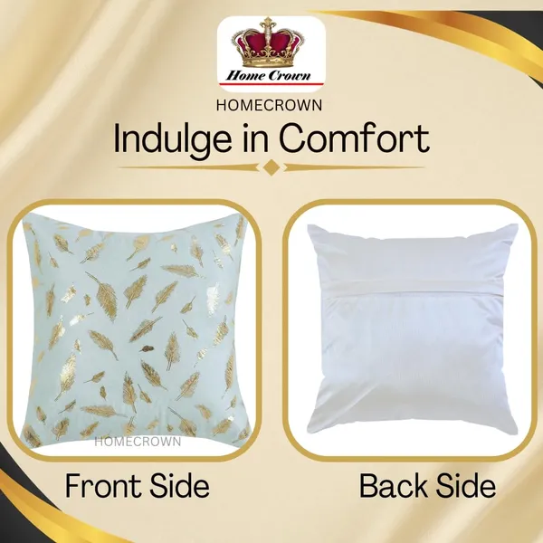 16x16_Inch_Velvet_Cushion_Covers_Set_of_5_Pcs,_Soft_Decorative_Faux_Fur_Throw_Pillow_Covers_with_Golden_Feather_Print_for_Sofa,_Couch,_Bed,_Living_Room_-_White-250_TC