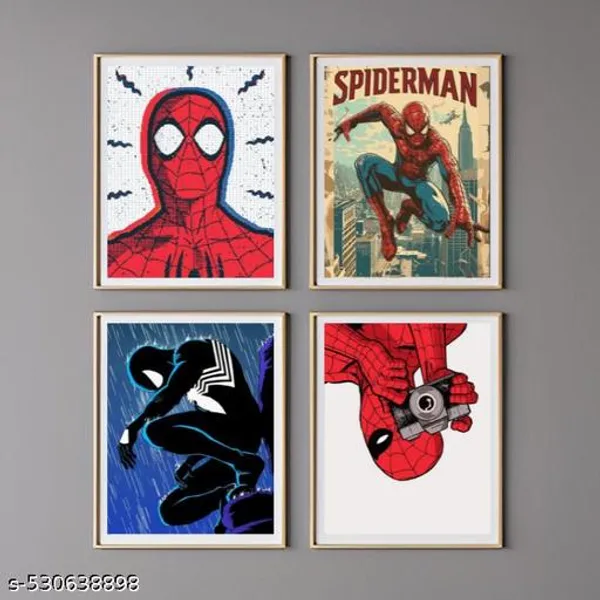 Pack_Of_4_Spider_Man_A4_Without_Frame_Wall_Poster_Poster_For_Room_Home_And_Office_Decor_Multicolor_Pack_Of_1