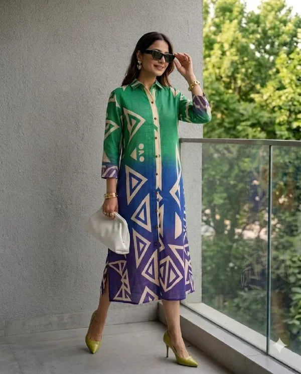 Emerald_Geometry_Linen_Blend_Shirt_Dress