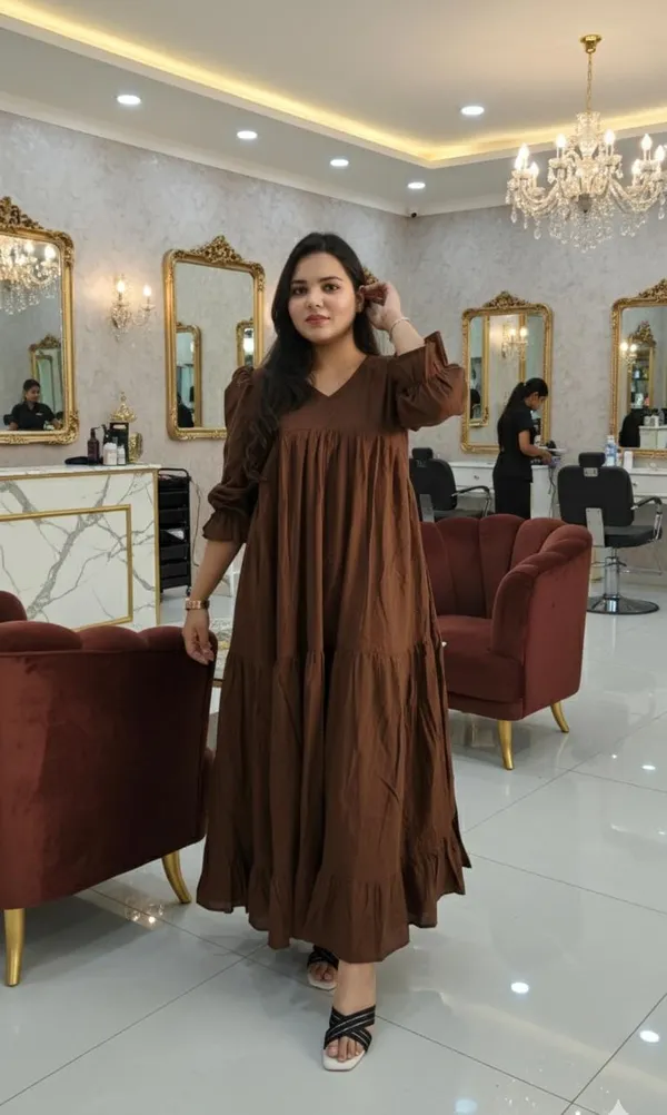 Wama Trendz Boho Brown Tiered Maxi Dress Price in India - Buy Wama Trendz  Boho Brown Tiered Maxi Dress online at https://wamatrendz.in
