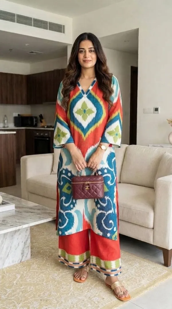 Rangrez_Ikat_Linen_Blend_Kurta_Set