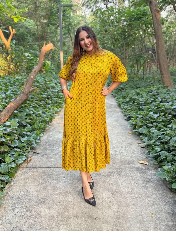 Sunlit_Mustard_Printed_Dress