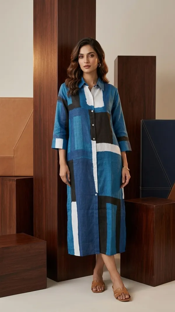 Indigo_Printed_Shirt_Dress