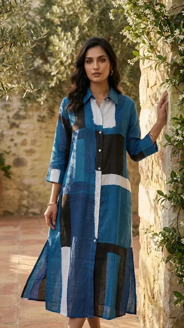 Indigo_Printed_Shirt_Dress