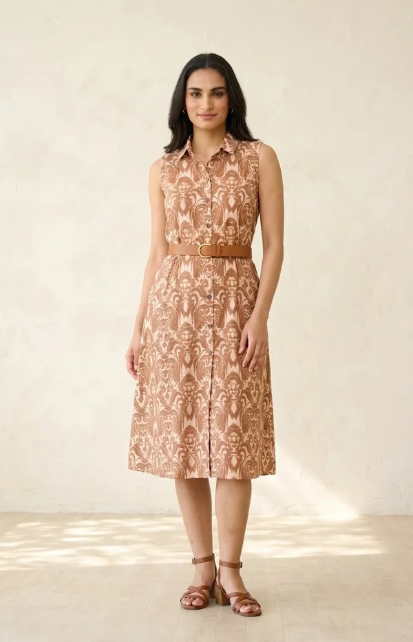 Classic_Caramel_Printed_Shirt_Dress