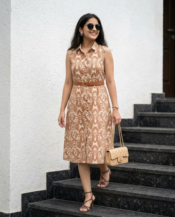 Classic_Caramel_Printed_Shirt_Dress