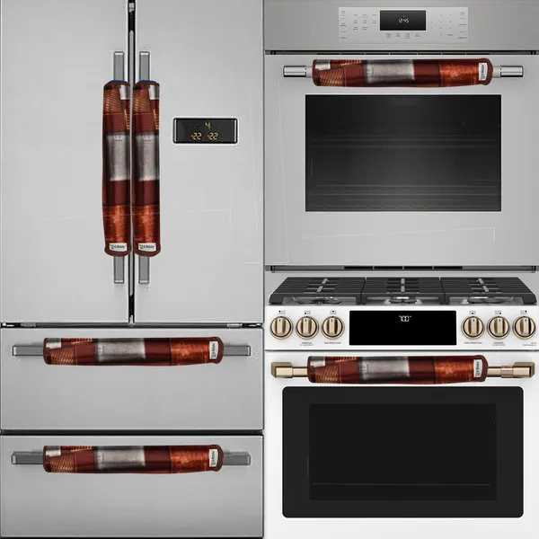 6_Pcs_Of_Cover_Appliances_Cover_Combo_Set_of_(1_Pc._Fridge_Top_Cover_+_2_Pcs._Fridge_Handle_Cover_+_1_Pc._Microwave_Oven_Cover_+_6_Pcs._Fridge_Mat_+_1_Pc._Wall_Hanging_Storage_Organizer)