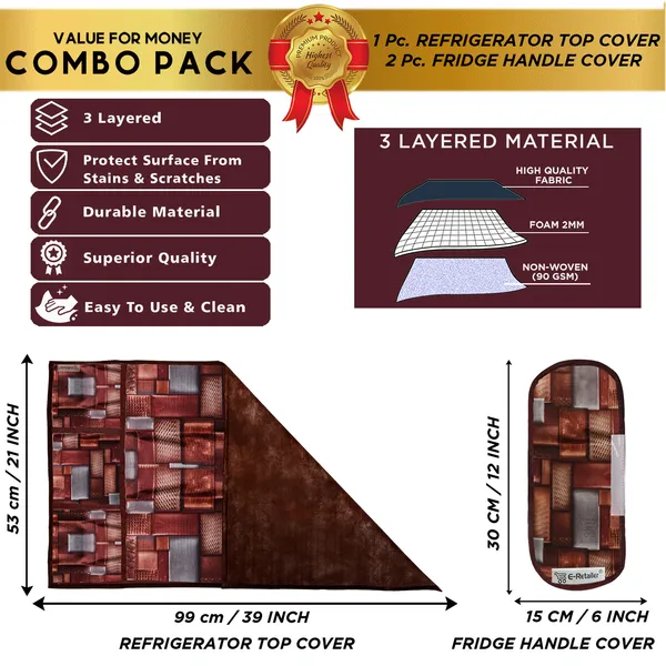 6_Pcs_Of_Cover_Appliance_Cover_Combo_Set_of_(1_Pc._Fridge_Top_Cover_+_2_Pcs._Fridge_Handle_Cover_+_6_Pcs._Fridge_Mat)