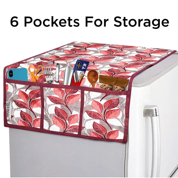 6_Pcs_Of_Cover_Appliances_Cover_Combo_Set_of_(1_Pc._Fridge_Top_Cover_+_1_Pc._Fridge_Handle_Cover_+_6_Pcs._Fridge_Mat_+_1_Pc._Wall_Hanging_Storage_Organizer)